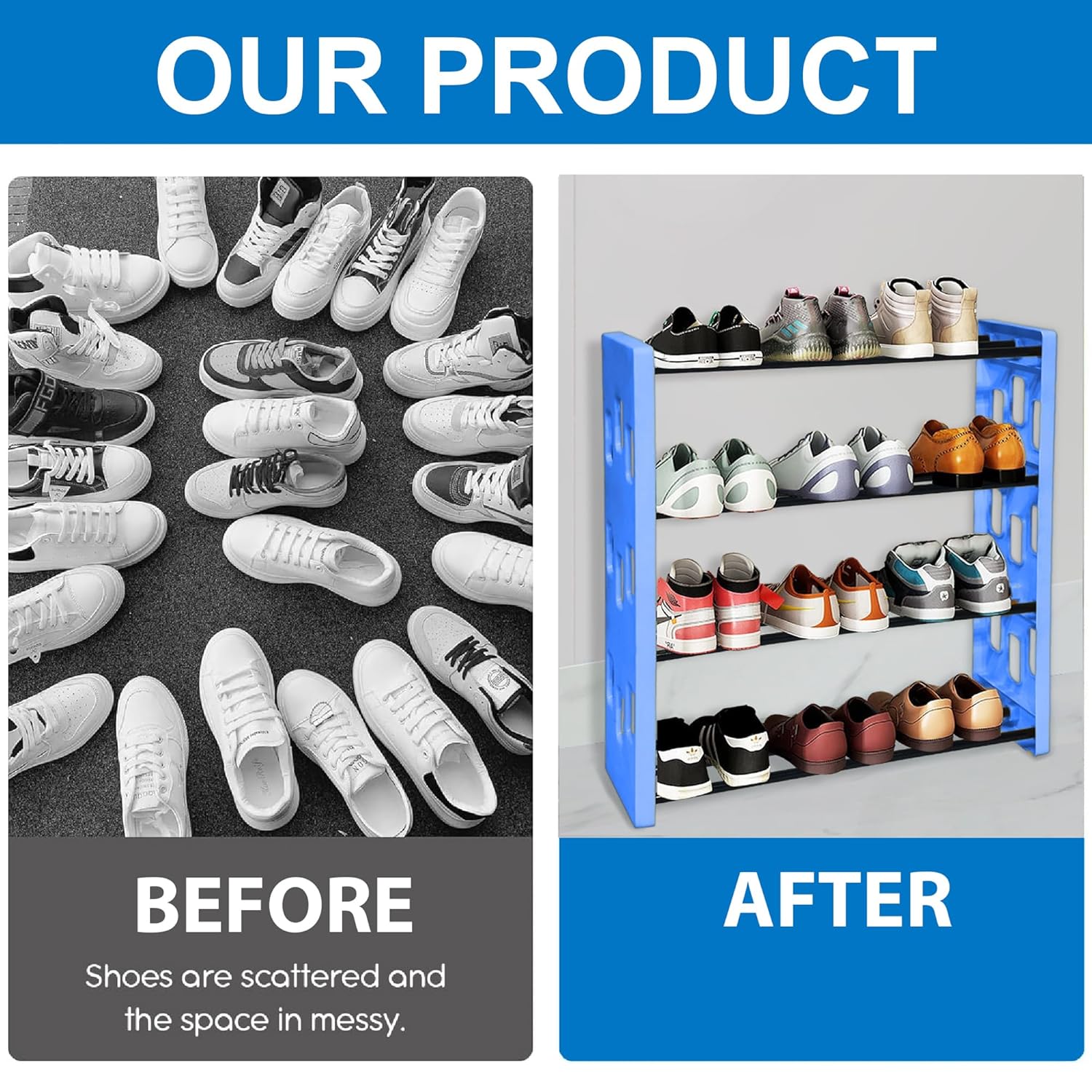 Planetarrium Premium 6 Shelf Plastic and Steel Shoe/Chappal/Book/Clothes Rack/Stand/for Home