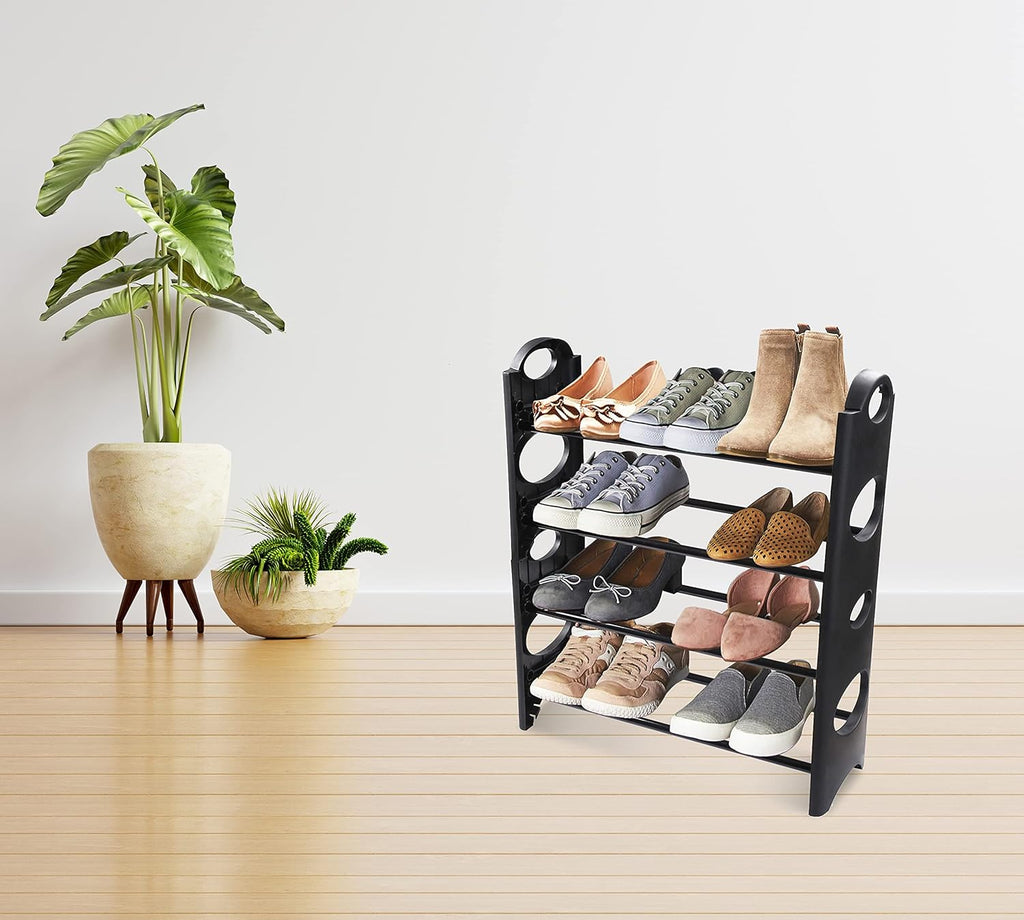 Premium 4 Shelf Plastic and Steel Shoe/Chappal/Book/Clothes Rack/Stand/for Home -ultra