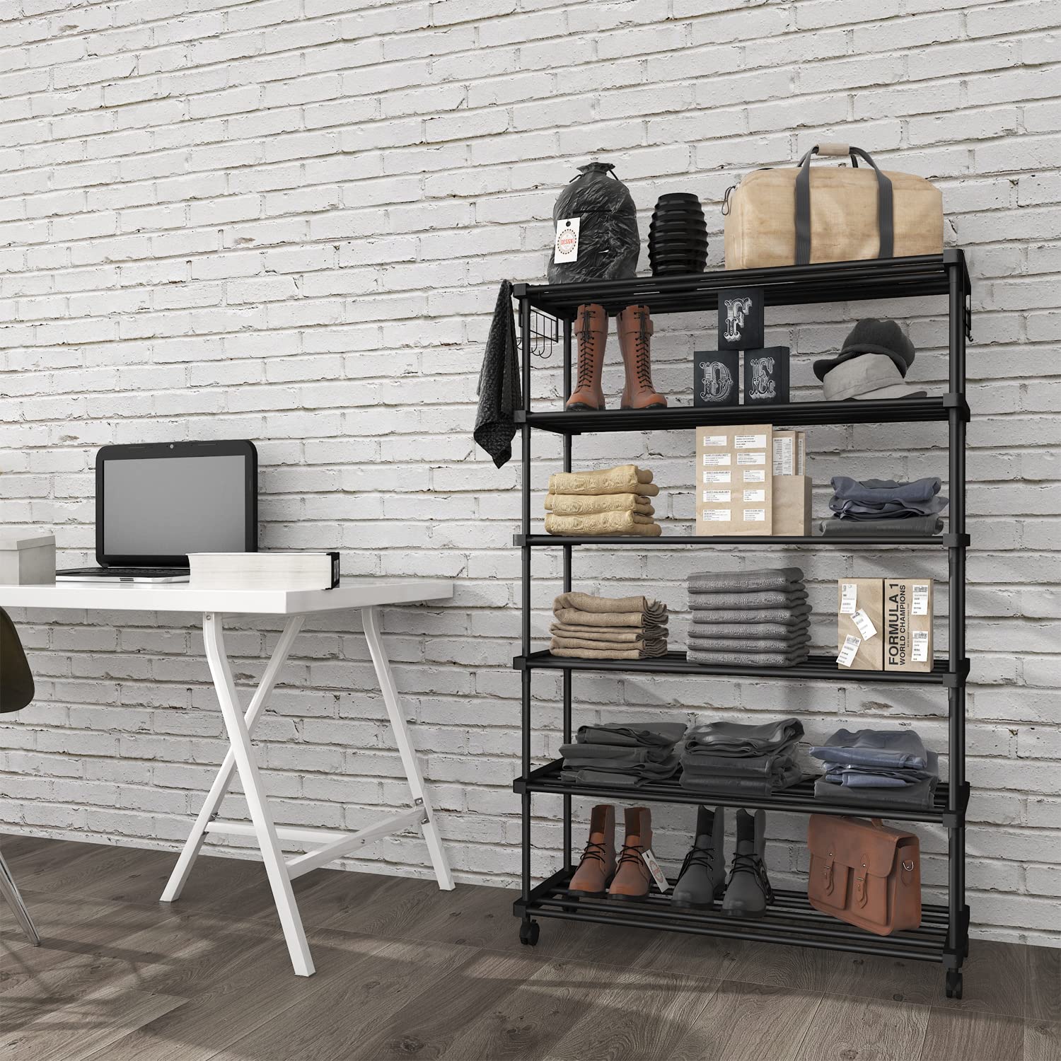 Planetarrium Hub Sturdy Premium Multipurpose Steel Shoe/chappal/Book/Clothes Rack/Stand/For Home (6 Shelves)