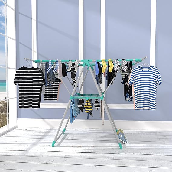 MaxSpace Deluxe 29m Foldable Clothes Drying Rack with Hooks