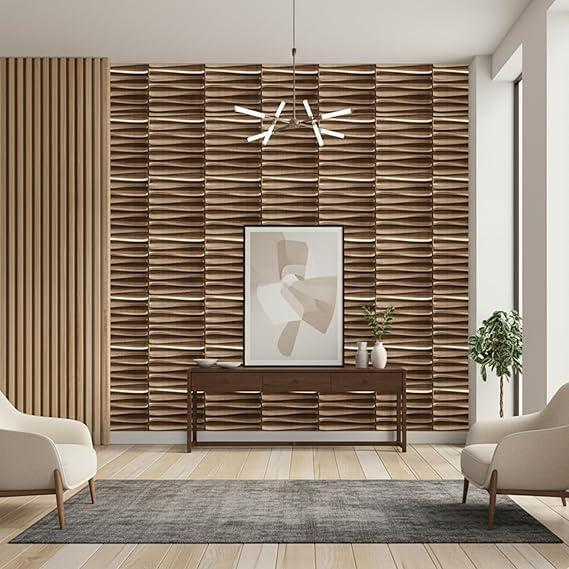 Planetarrium Decor 3D PVC Wall Panel - USA Certified SGS Approved Dune Design Gold Color 19.7" x 19.7" (Pack of 12) - Covers 32.34 Sq. Ft.