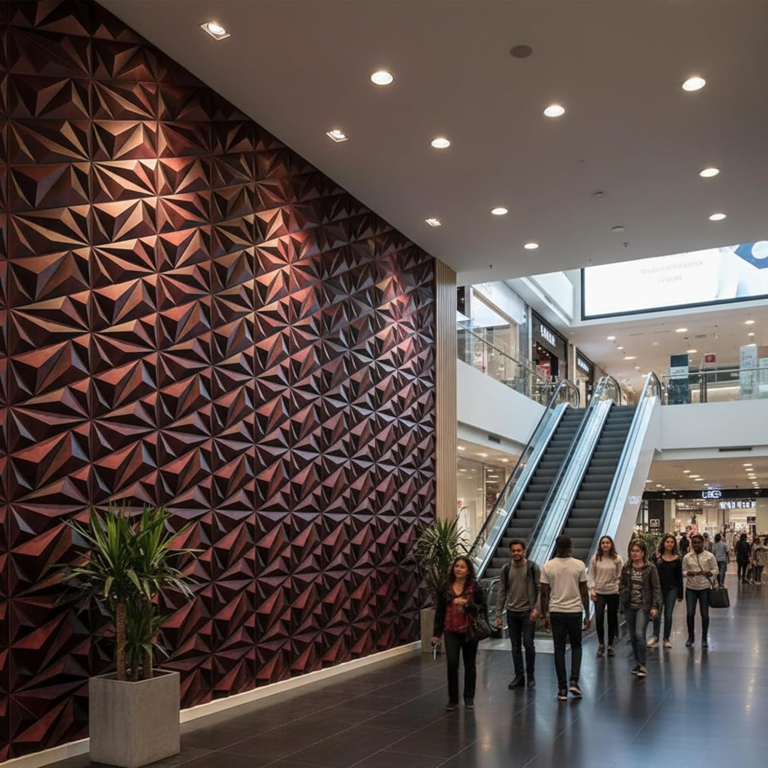 planetarium Decor 3D PVC Wall Panels - Diamond Design, Red Coper Rust Color 19.7" x 19.7" (Pack of 40) - Covers 107.6 Sq. Ft.