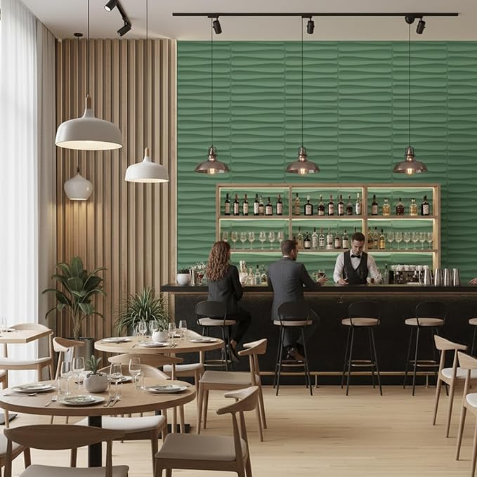 Planetarrium Decor Wall Panels for Bedroom - USA Certified SGS Approved Dune Design, Olive Green Color 19.7" x 19.7" (Pack of 18) - Covers 48.51 Sq. Ft.