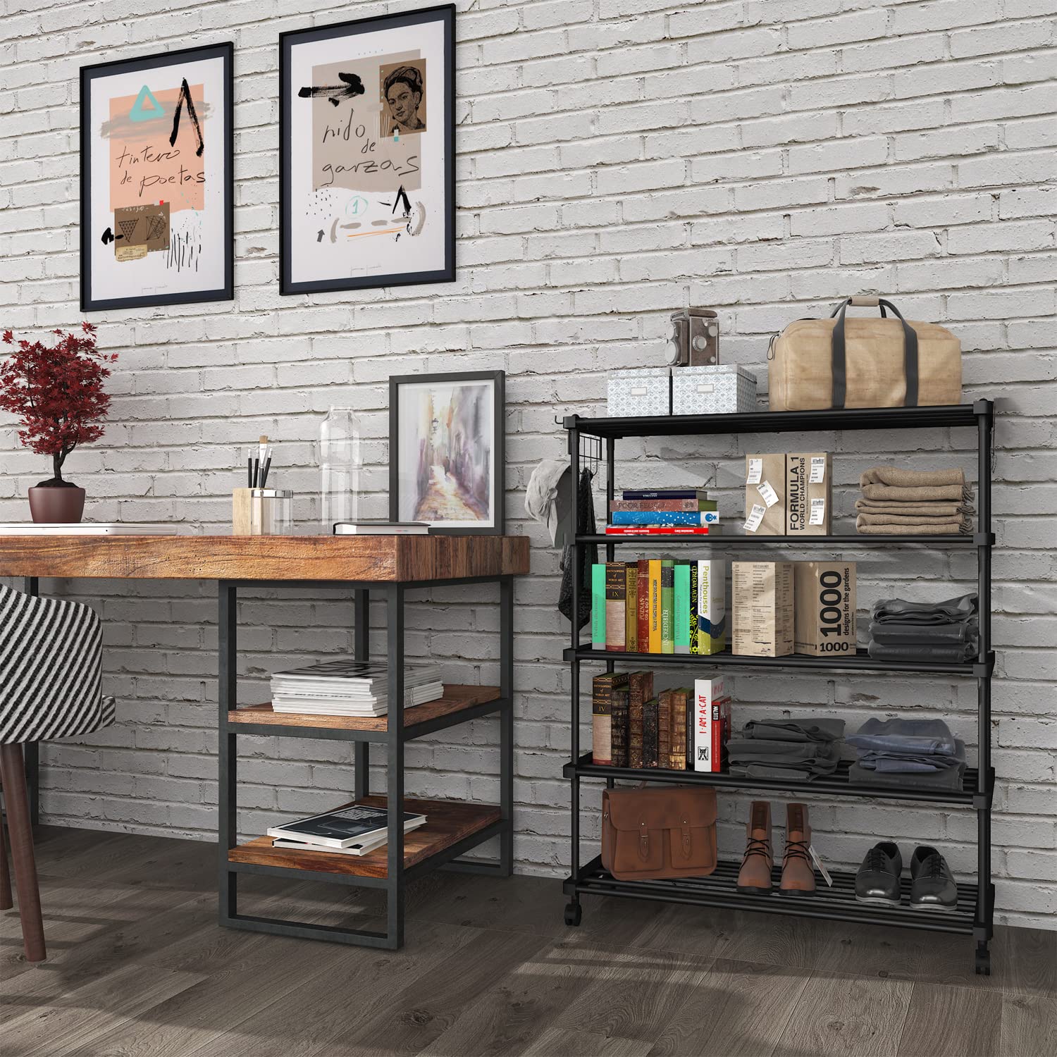 Planetarrium Hub Sturdy Premium Multipurpose Steel Shoe/chappal/Book/Clothes Rack/Stand/For Home (6 Shelves)