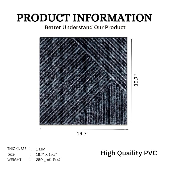 Planetarrium Decor 3D Self Adhesive Wall Panel Thunder Black TP 106 Design Pack of 18 Covers 48.51 Sq. Ft.TP106