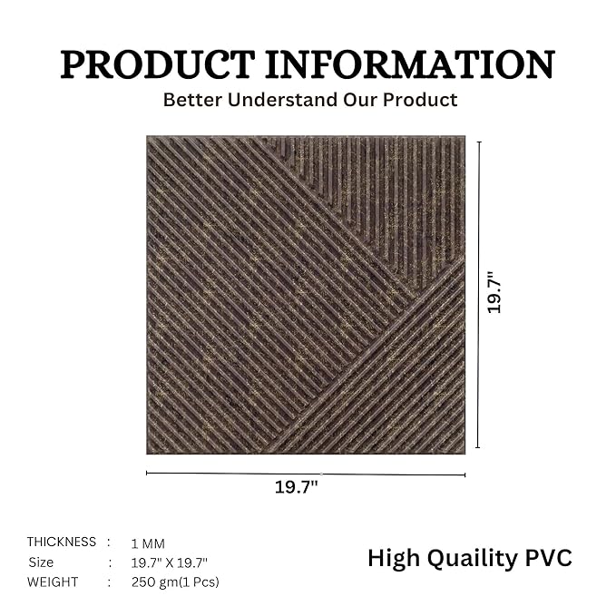 Planetarrium Decor 3D Self Adhesive Wall Panel MagnumBrown TP 106 Design Pack of 18 Covers 48.51 Sq. Ft.