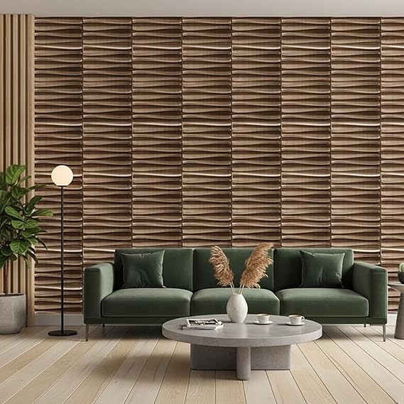 Planetarrium Decor 3D PVC Wall Panel - USA Certified SGS Approved Dune Design Gold Color 19.7" x 19.7" (Pack of 12) - Covers 32.34 Sq. Ft.