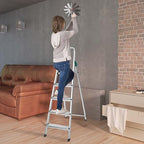 Planetarrium Hub Dura Heavy Duty Foldable Ladder for Home with Anti Skid Shoes and Knee Support (5 Step)