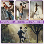 Planetarium Hub 6-Steps Ladder, Foldable with Slip-Resistant Wide Aluminum Steps, Heavy Duty with Anti-Skid Feet -leda