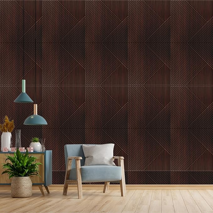 Planetarrium Decor 3D Self Adhesive Wall Panel Walnut Wood TP 106 Design Pack of 18 Covers 48.51 Sq. Ft.TP106