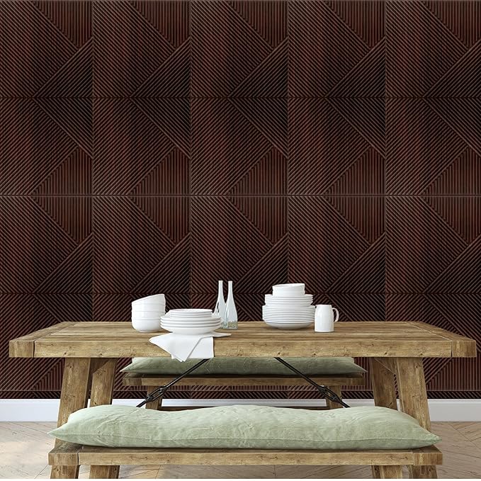 Planetarrium Decor 3D Self Adhesive Wall Panel Walnut Wood TP 106 Design Pack of 18 Covers 48.51 Sq. Ft.TP106