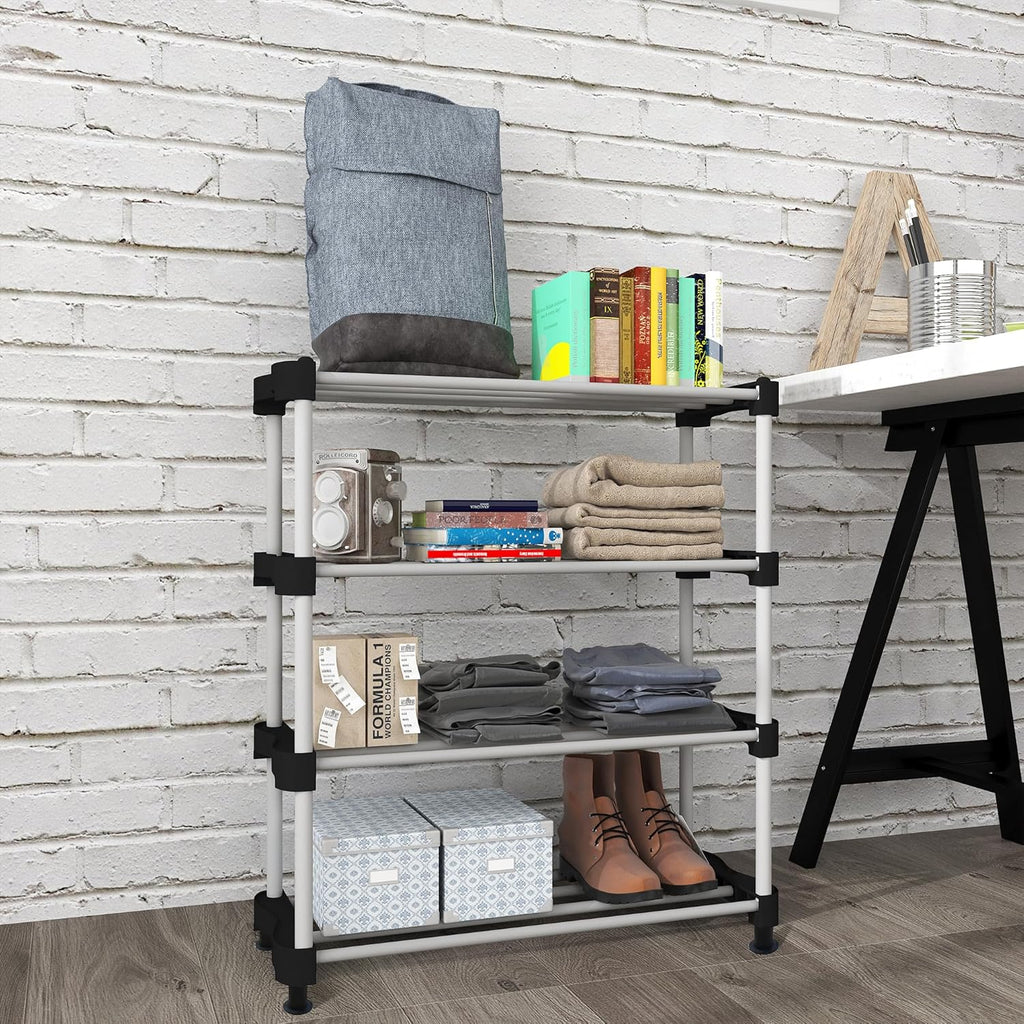 Planetarrium Alloy Steel Cady Shoe Rack For Home|Easy To Assemble,Space Saving,Stackable(4Shelf,A-Cady-Black), 500 x 300 x 300 mm