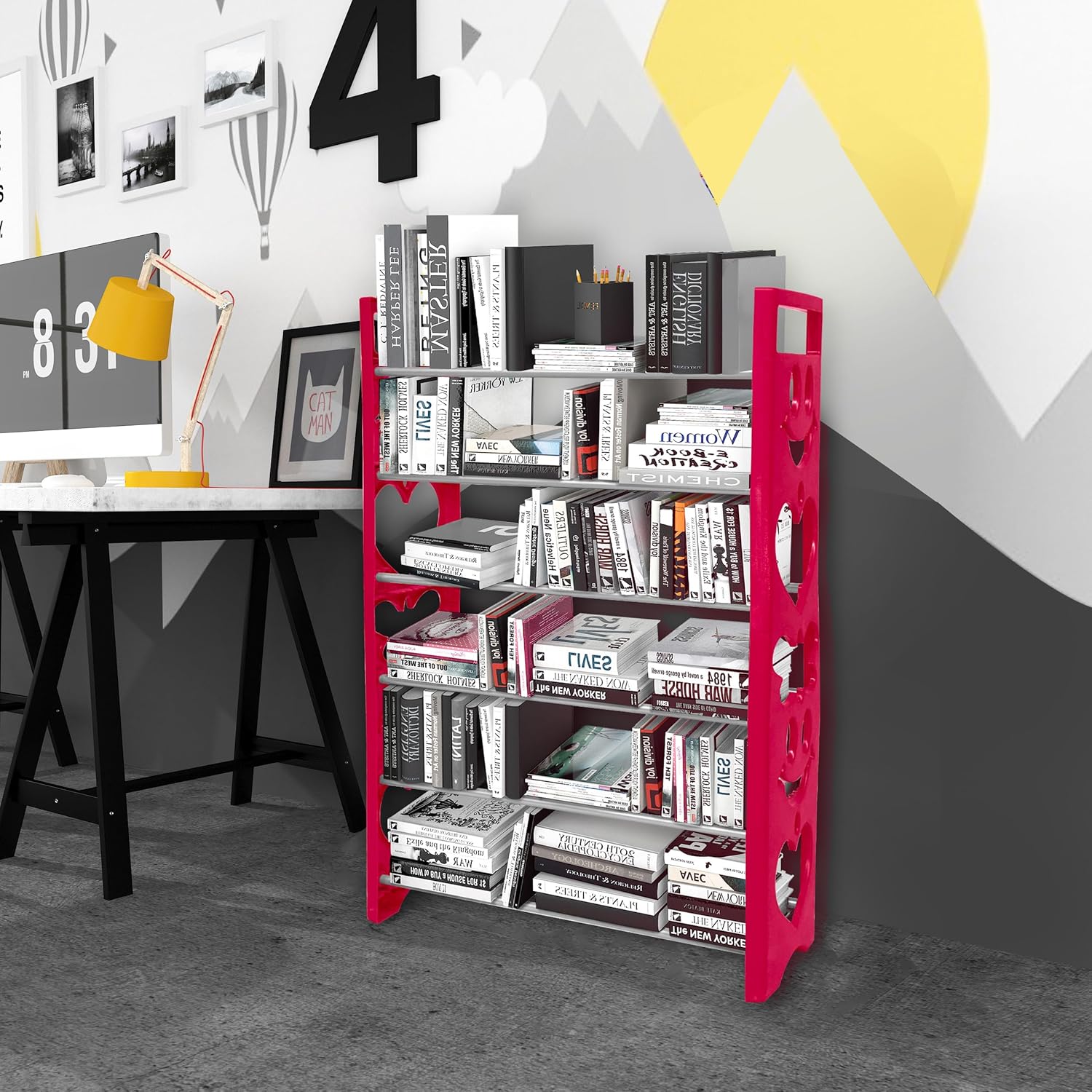 Planetarrium Premium 6 Shelf Plastic and Steel Shoe/Chappal/Book/Clothes Rack/Stand/for Home