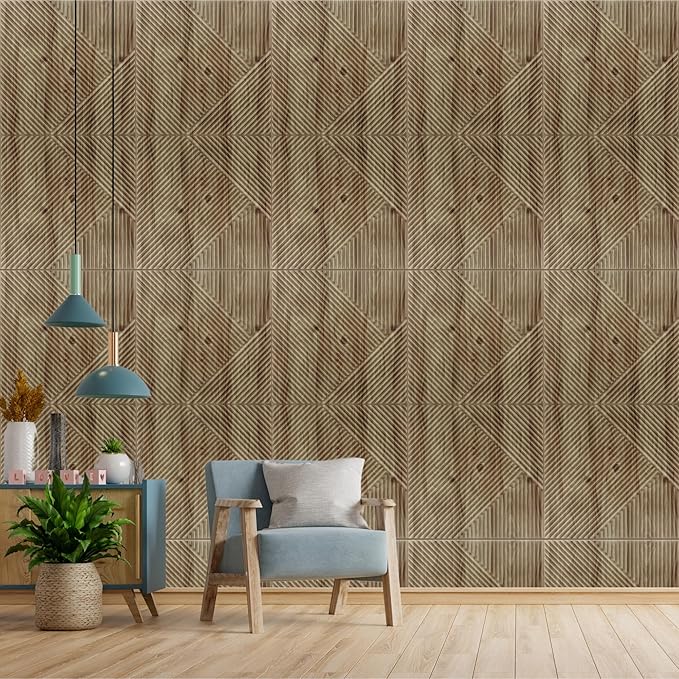 Planetarrium Decor 3D Self Adhesive Wall Panel Beach Wood TP 106 Design Pack of 18 Covers 48.51 Sq. Ft.