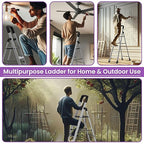 Planetarium Hub 5-Steps Ladder, Foldable with Slip-Resistant Wide Aluminum Steps, Heavy Duty with Anti-Skid Feet