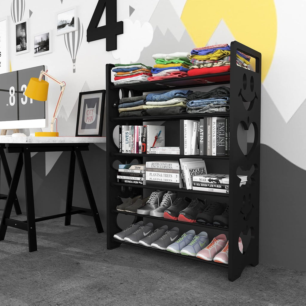 Planetarrium Premium 6 Shelf Plastic and Steel Shoe/Chappal/Book/Clothes Rack/Stand/for Home