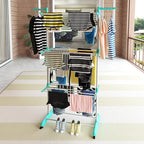 Space-Saving Rolling Jumbo Cloth Drying Rack with Retractable Wings