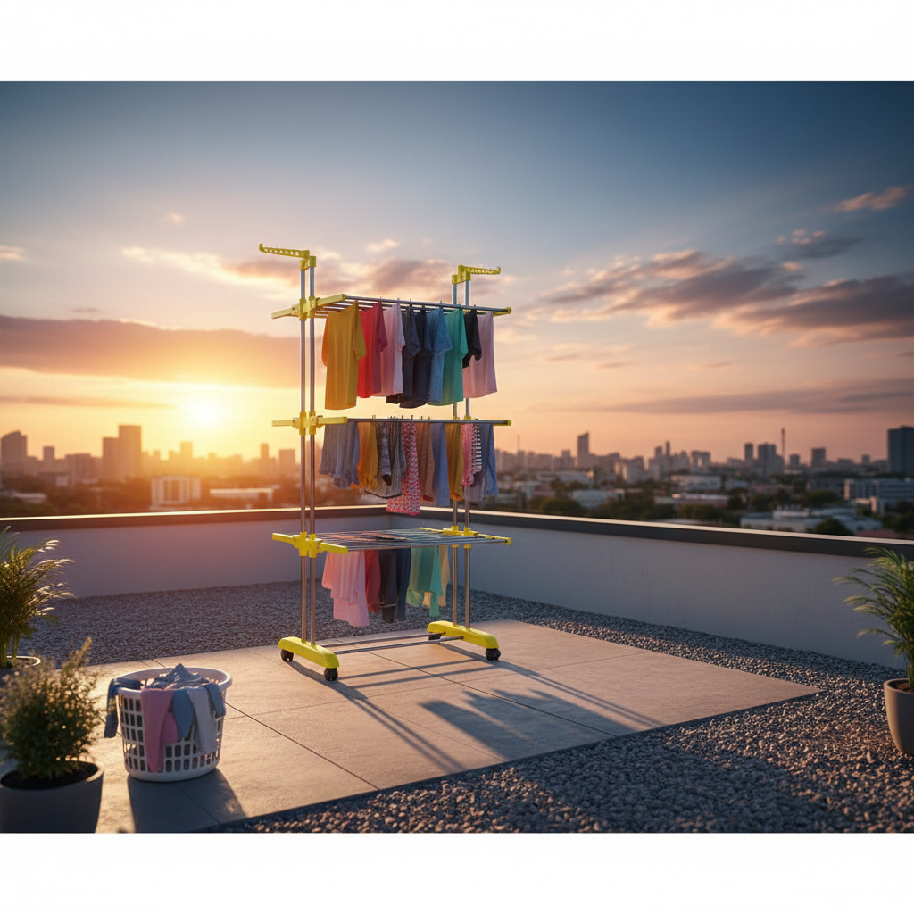 Jumbo Stainless Steel Foldable Clothes Dryer with Wheels