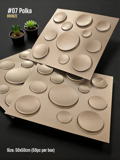 Bronze Polka Dot 3D Wall Panel - Matte Satin Finish