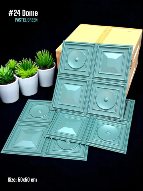 24 Dome - Dome 3D PVC Panel (Without Mirror) - (Size 50*50cm) - Pastel Green