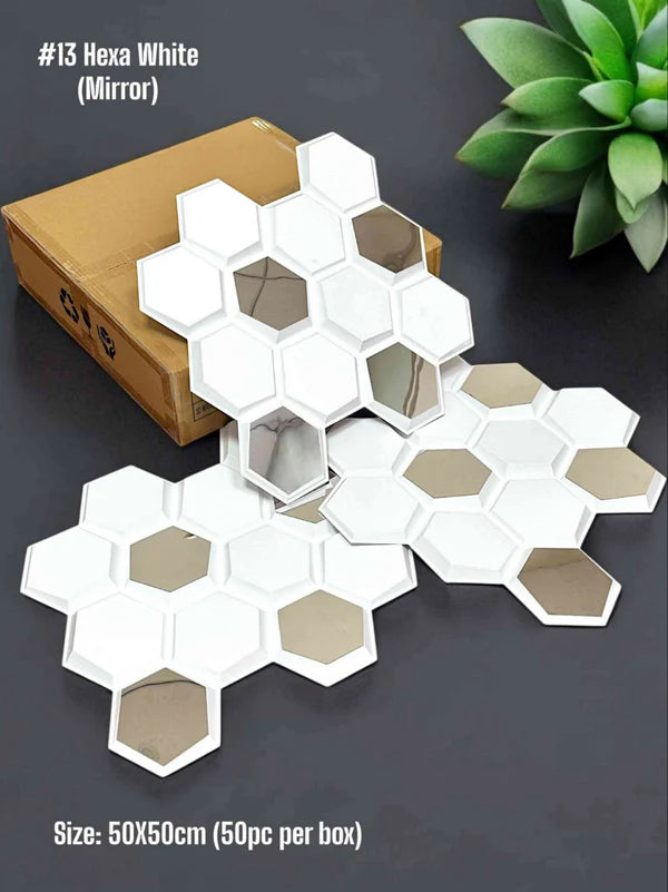 planetarium Hexa 3D PVC Panel Emeral  (Mirror)  3   colors   option  (Size   50*50cm) box of 10